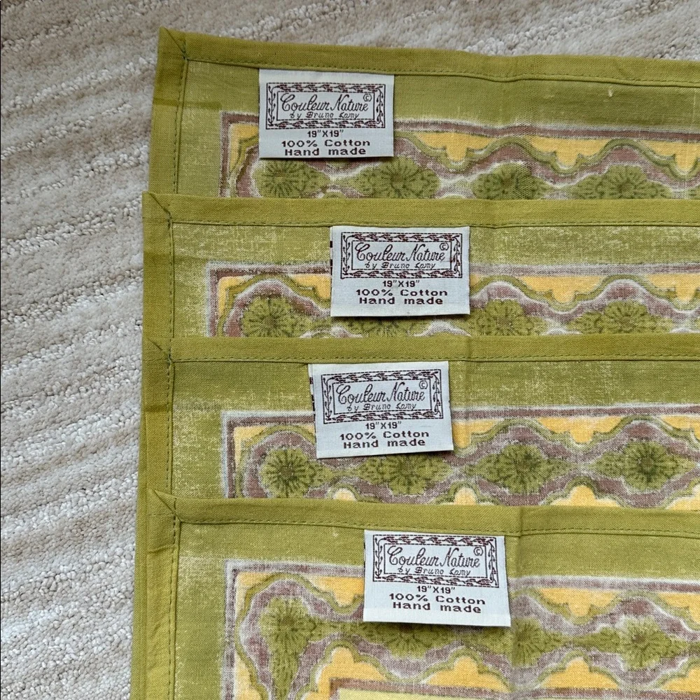 Set of 4 Couleur Nature Olive Tree Napkins Yellow/Green Designed by Bruno Lamy